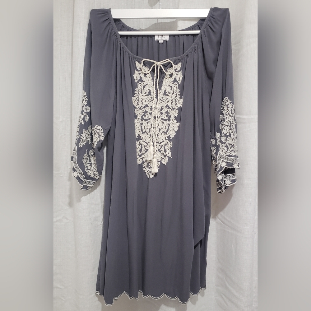 Boho Embroidered Shirt Dress